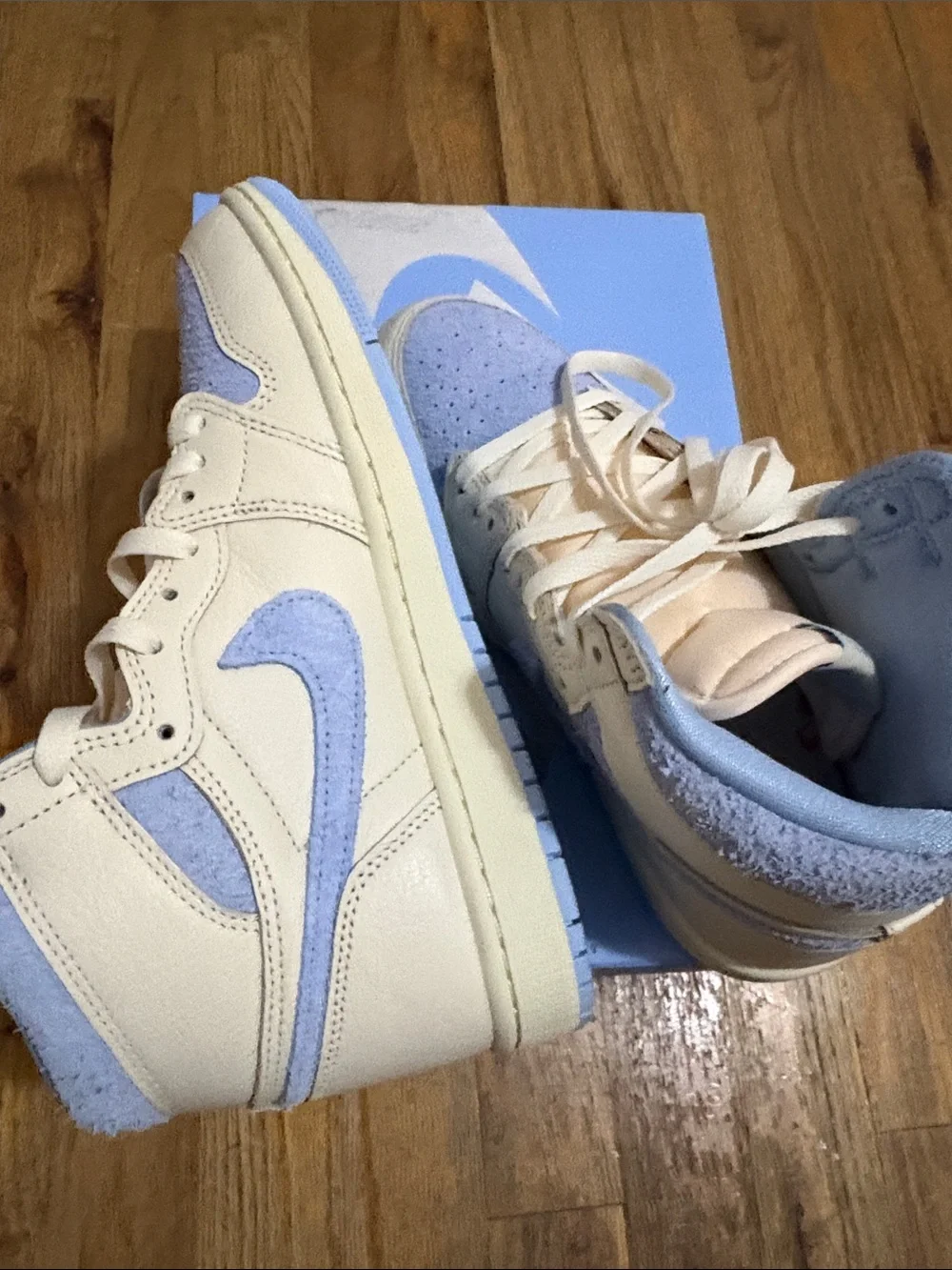 Air Jordan 1 Retro Women's High-Top Sneakers — Light Blue and Cream